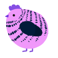 A lavender and tumblr chicken with a bar pattern