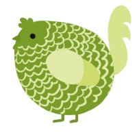 A chartreuse and lemon chicken with a lace pattern