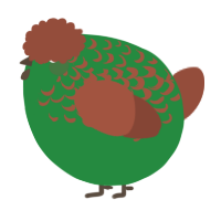 A viridian and russet chicken with a half-lace pattern