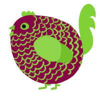 A maroon and grass chicken with a lace pattern