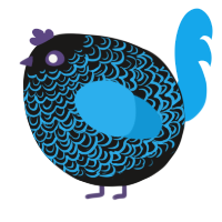 A sable and sky chicken with a double-lace pattern