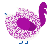 A white and plum chicken with a double-lace pattern