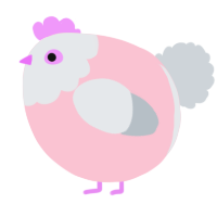 A rose and mist chicken with a head pattern
