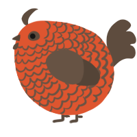 A vermilion and bark chicken with a lace pattern