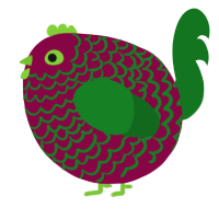 A maroon and leaf chicken with a lace pattern