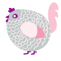 A silver and rose chicken with a lace pattern