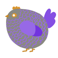 A ash and blurple chicken with a lace pattern
