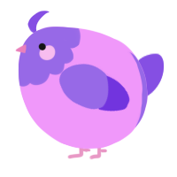 A lavender and blurple chicken with a head pattern