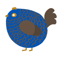 A ultramarine and bark chicken with a lace pattern