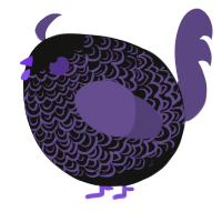 A black and overcast chicken with a double-lace pattern