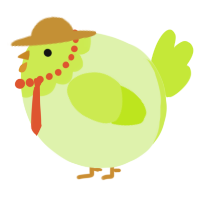 A apple and lime chicken with a head pattern