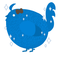 A sapphire chicken with a double-lace pattern