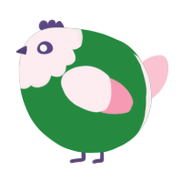 A viridian and rose chicken with a head pattern