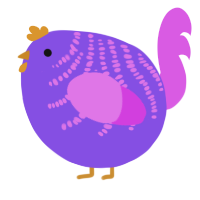 A blurple and orchid chicken with a half-bar pattern