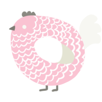 A rose and white chicken with a lace pattern