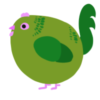A chartreuse and leaf chicken with a neck-band pattern