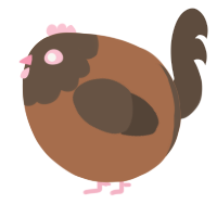 A brown and bark chicken with a head pattern