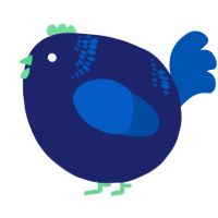 A navy and ultramarine chicken with a neck-band pattern