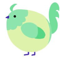 A apple and spring chicken with a head pattern