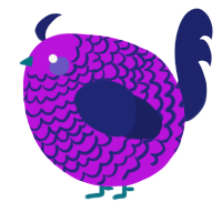 A amethyst and navy chicken with a lace pattern