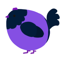 A blurple and tumblr chicken with a head pattern
