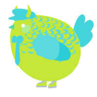 A lime and aqua chicken with a half-lace pattern