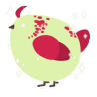 A apple and crimson chicken with a neck-speckle pattern