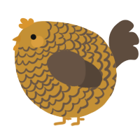 A gold and bark chicken with a lace pattern