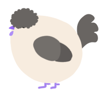 A cream and grey chicken