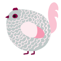A silver and rose chicken with a lace pattern