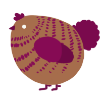 A brown and wine chicken with a bar pattern