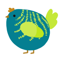 A sea and lime chicken with a half-bar pattern