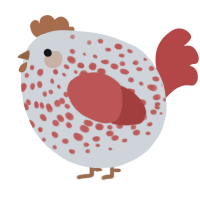 A mist and red chicken with a speckle pattern