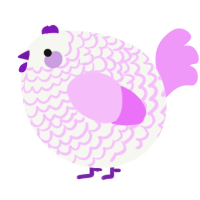 A white and lavender chicken with a lace pattern