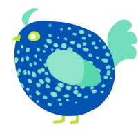 A ultramarine and mint chicken with a speckle pattern