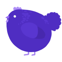 A indigo chicken with a neck-speckle pattern