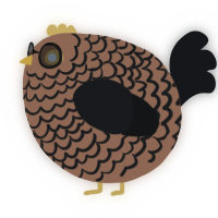 A brown and sable chicken with a lace pattern