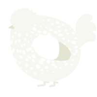 A white chicken with a speckle pattern