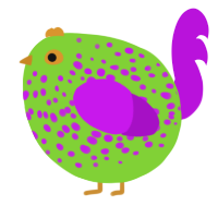 A grass and amethyst chicken with a speckle pattern