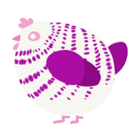 A white and plum chicken with a bar pattern