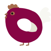 A maroon and white chicken