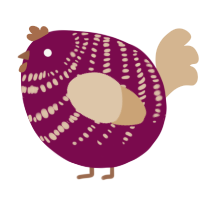 A wine and beige chicken with a bar pattern