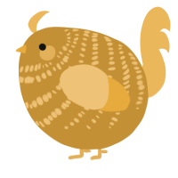 A gold and honey chicken with a bar pattern