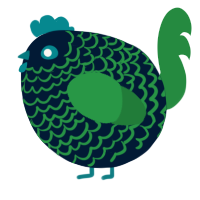 A tumblr and viridian chicken with a lace pattern