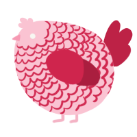A rose and crimson chicken with a lace pattern