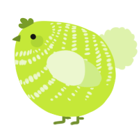 A lime and apple chicken with a bar pattern