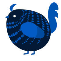 A tumblr and ultramarine chicken with a bar pattern