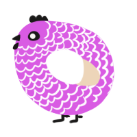 A orchid and cream chicken with a lace pattern