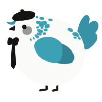 A white and sea chicken with a neck-speckle pattern