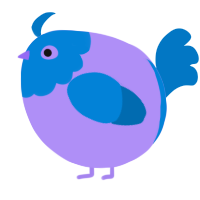 A lilac and sapphire chicken with a head pattern